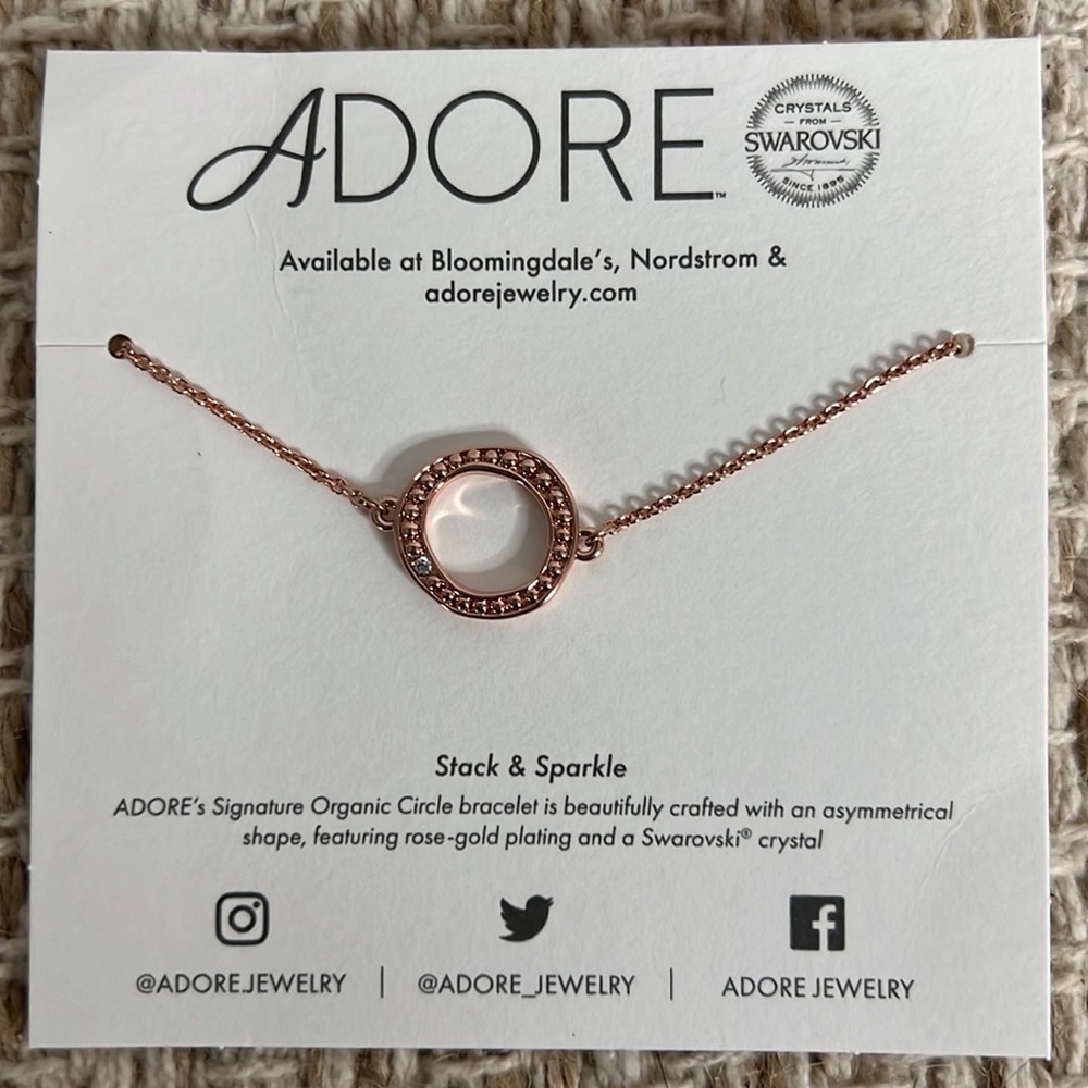 NWT Adore Rose Gold Organic Circle Bracelet
